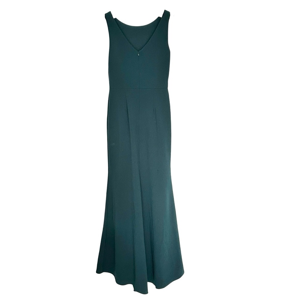 NEW BETSY & ADAM Christine‎ Scuba Crepe Ruffled Bow Gown Pine Sleeveless Size 8 - Picture 5 of 9